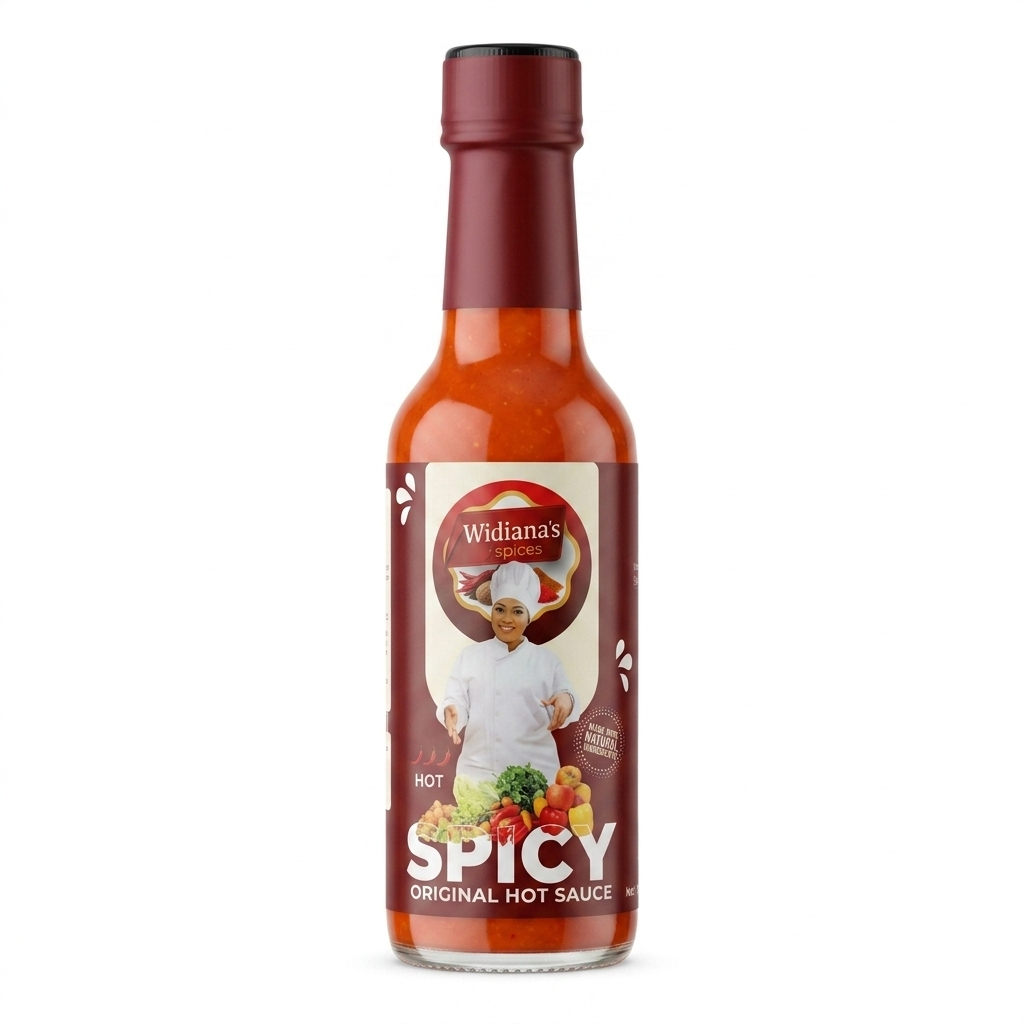 Widiana's Original Hot Sauce 5 oz round bottle all natural Caribbean spicy sauce no preservatives gluten free vegan made in Indianapolis Indiana FDA registered