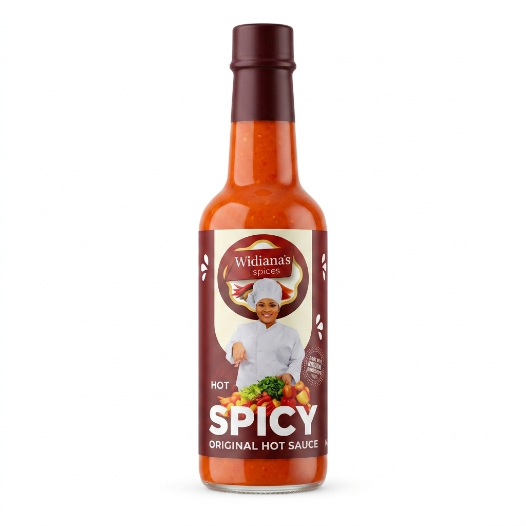 Widiana's Original Hot Sauce 12 oz family size bottle all natural Caribbean spicy sauce no preservatives gluten free vegan made in Indianapolis Indiana FDA registered